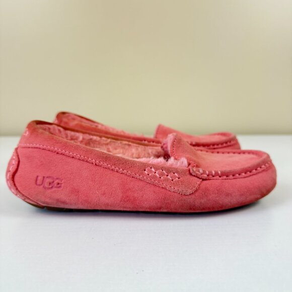 UGG Ansley Suede Moccasin Slipper Loafers Pink Blossom - Picture 3 of 11